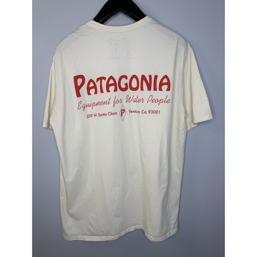Patagonia Mens Water People Organic Pocket T-shirt Banner Undyed Natural XL - Picture 5 of 8